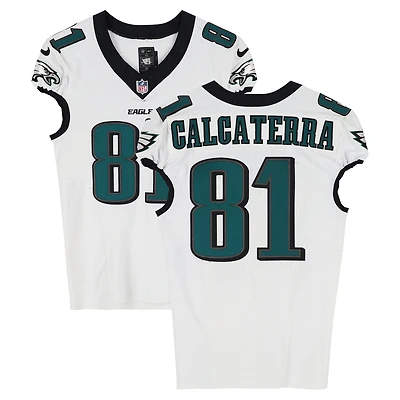 Grant Calcaterra Philadelphia Eagles Game-Used #81 White Jersey vs. Green Bay Packers on November 10, 2025