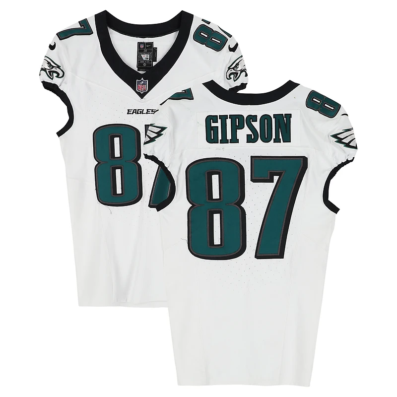 Xavier Gipson Philadelphia Eagles Game-Used #87 White Jersey vs. Green Bay Packers on November 10, 2025