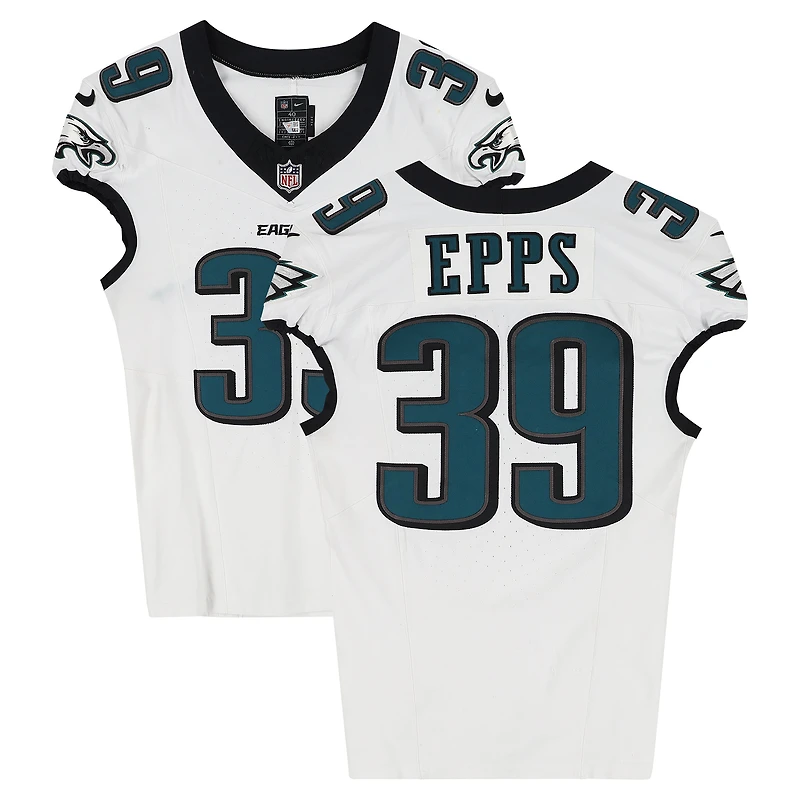 Marcus Epps Philadelphia Eagles Game-Used #39 White Jersey vs. Los Angeles Chargers on December 8, 2025