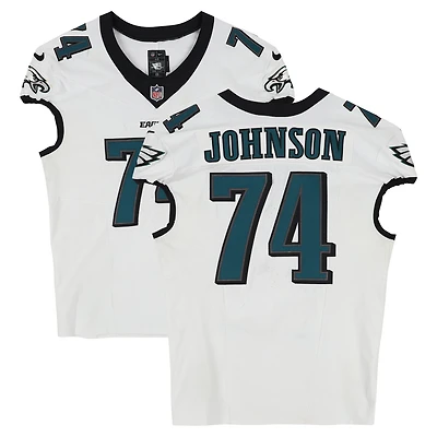 Fred Johnson Philadelphia Eagles Game-Used #74 White Jersey vs. Los Angeles Chargers on December 8, 2025
