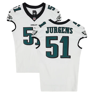Cam Jurgens Philadelphia Eagles Game-Used #51 White Jersey vs. Los Angeles Rams on September 21, 2025