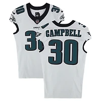 Jihaad Campbell Philadelphia Eagles Game-Used #30 White Jersey vs. Los Angeles Rams on September 21, 2025
