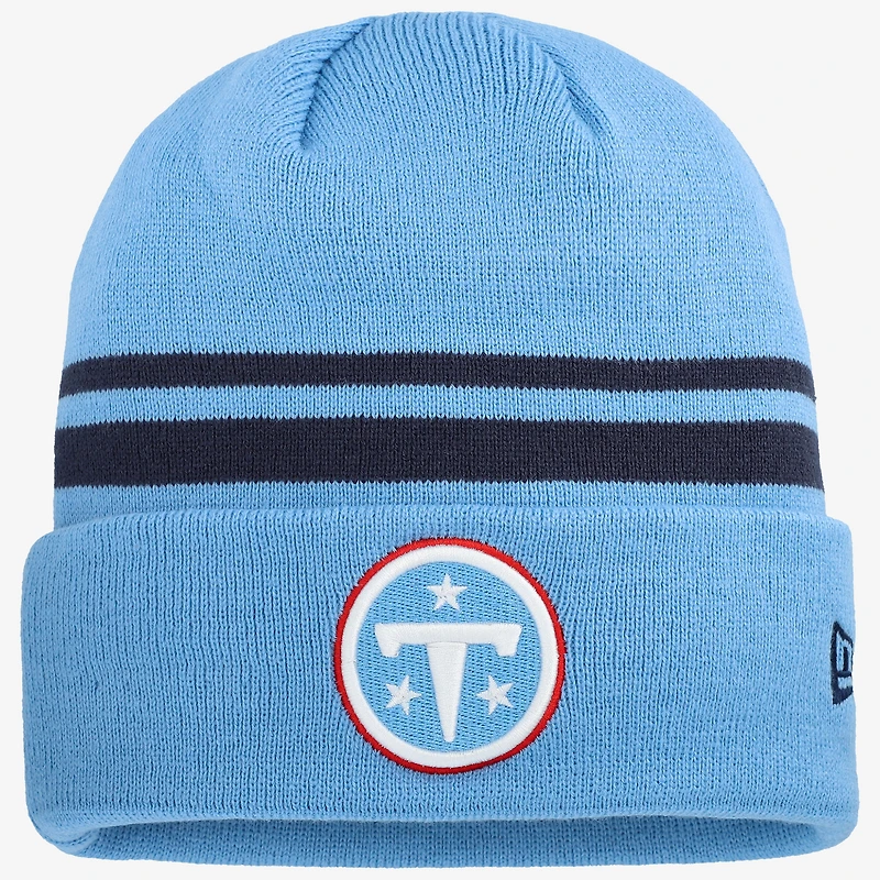 Men's New Era  Light Blue Tennessee Titans Primary Logo Cuffed Knit Hat