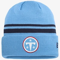 Men's New Era  Light Blue Tennessee Titans Primary Logo Cuffed Knit Hat