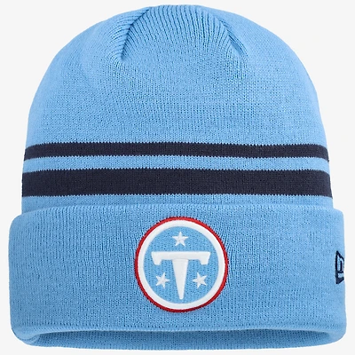 Men's New Era  Light Blue Tennessee Titans Primary Logo Cuffed Knit Hat