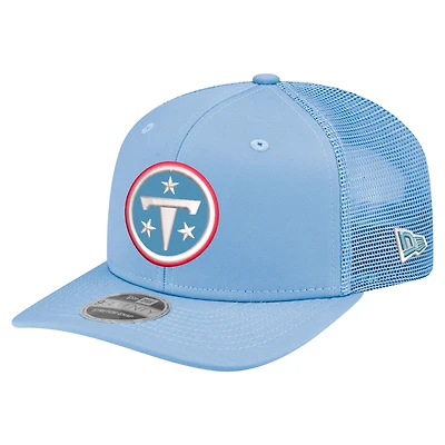 Men's New Era Light Blue Tennessee Titans Primary Logo 9SEVENTY Trucker Adjustable Hat