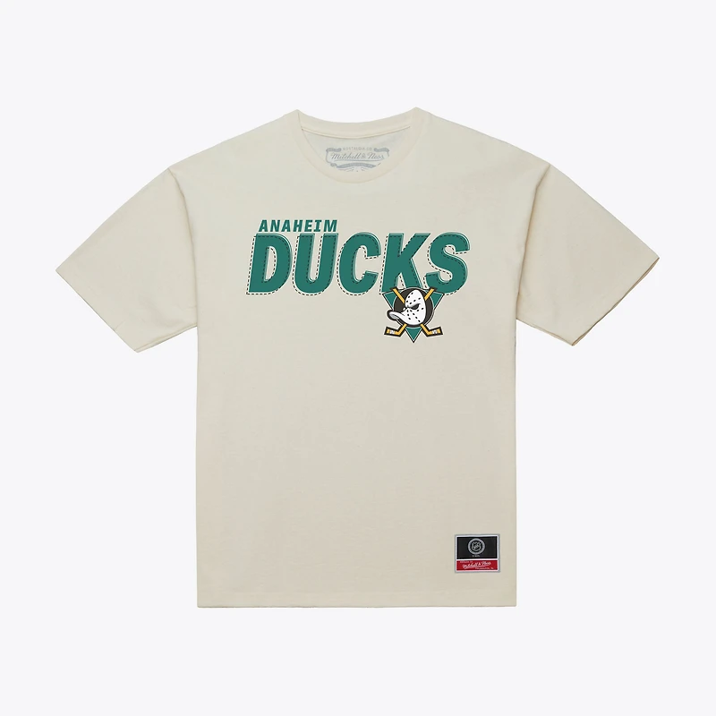 Men's Mitchell & Ness Cream Anaheim Ducks Core Plus T-Shirt