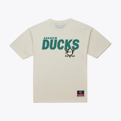 Men's Mitchell & Ness Cream Anaheim Ducks Core Plus T-Shirt