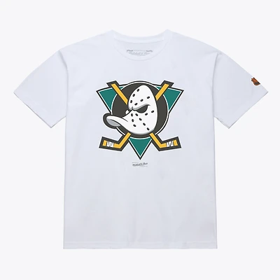 Men's Mitchell & Ness White Anaheim Ducks Core Vintage Logo T-Shirt
