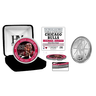Highland Mint Michael Jordan Chicago Bulls 39mm Silver Plated Color Coin