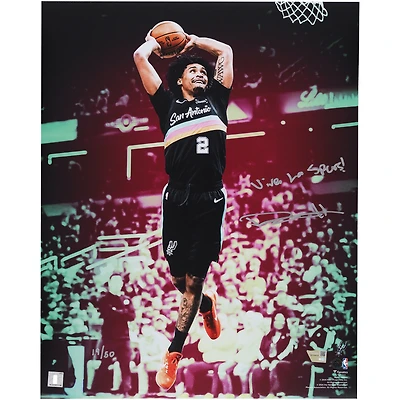 Dylan Harper San Antonio Spurs Autographed 16" x 20" Dunking Colorway Photograph with "Viva La Spurs!" Inscription - Limited Edition of 50