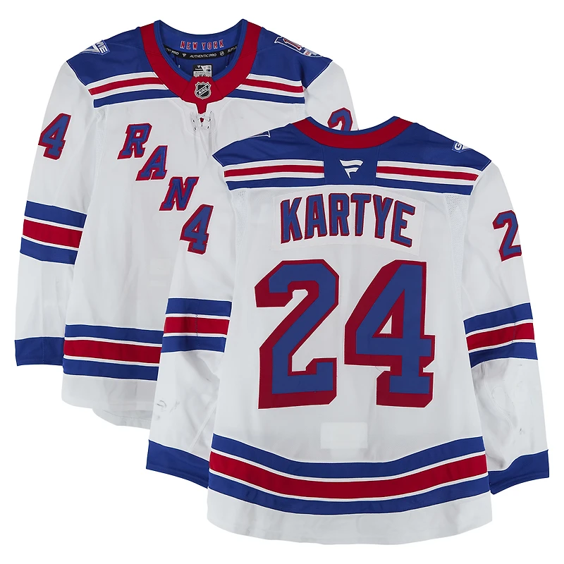 Tye Kartye New York Rangers Game-Used #24 White Set 3 Jersey from the 2025-26 NHL Season