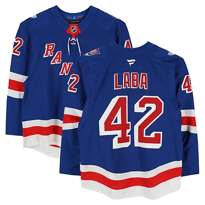 Noah Laba New York Rangers Game-Used #42 Blue Set 3 Jersey from the 2025-26 NHL Season