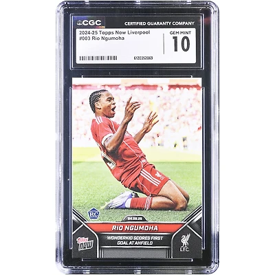Rio Ngumoha Liverpool 2024-25 Topps Now Liverpool Wonderkid Scores First Goal at Anfield #3 CGC Authenticated 10 Rookie Card