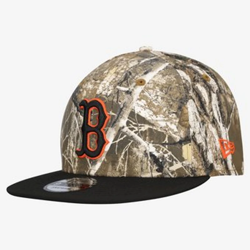Men's New Era Camo Boston Red Sox Realtree Orange Pop 9FIFTY Snapback Hat