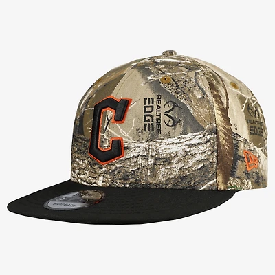 Men's New Era Camo Cleveland Guardians Realtree Orange Pop 9FIFTY Snapback Hat