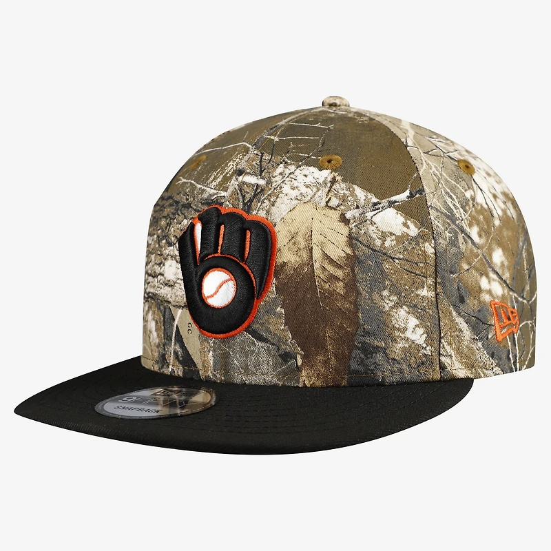 Men's New Era Camo Milwaukee Brewers Realtree Orange Pop 9FIFTY Snapback Hat