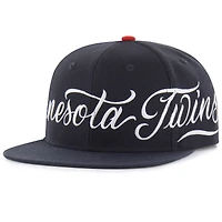 Men's Mister Cartoon x '47 Navy Minnesota Twins Wrap Script Captain Snapback Hat
