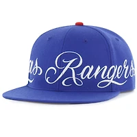 Men's Mister Cartoon x '47 Royal Texas Rangers Wrap Script Captain Snapback Hat