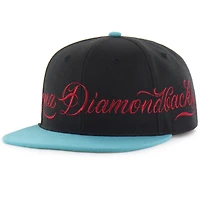 Men's Mister Cartoon x '47 Black/Teal Arizona Diamondbacks Wrap Script Captain Snapback Hat