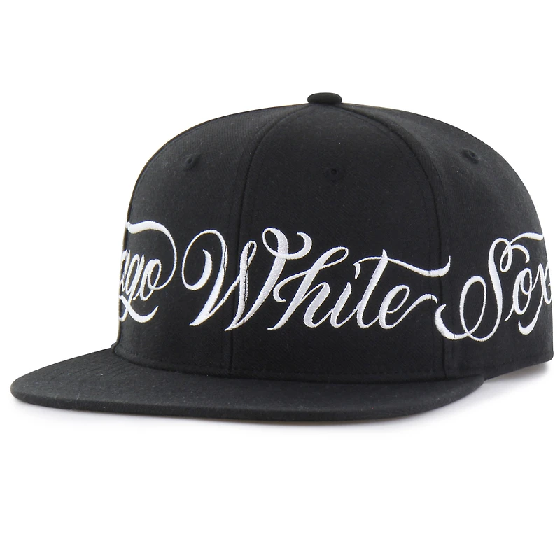 Men's Mister Cartoon x '47 Black Chicago White Sox Wrap Script Captain Snapback Hat