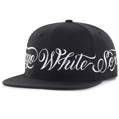 Men's Mister Cartoon x '47 Black Chicago White Sox Wrap Script Captain Snapback Hat