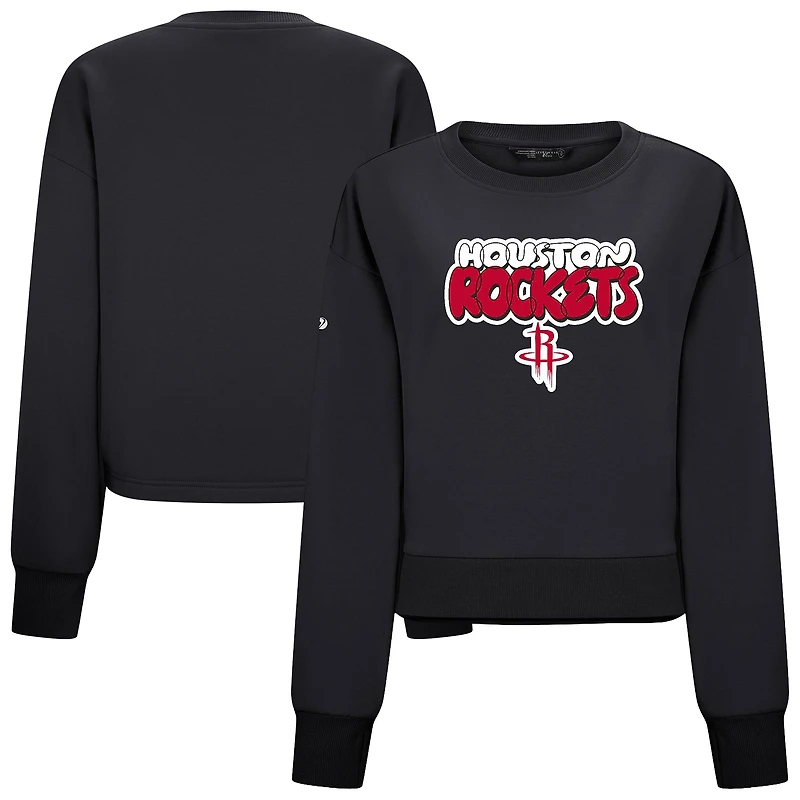 Women's Levelwear Black Houston Rockets Judd Bloop Cropped Sweatshirt
