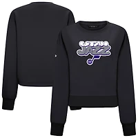 Women's Levelwear Black Utah Jazz Judd Bloop Cropped Sweatshirt