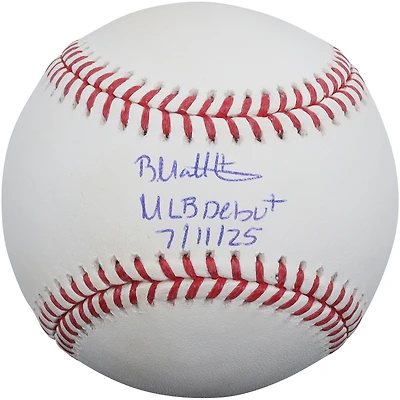 Brice Matthews Houston Astros Autographed Baseball with "MLB Debut 7/11/25" Inscription