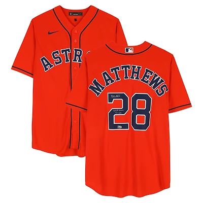 Brice Matthews Houston Astros Autographed Orange Nike Replica Jersey with "MLB Debut 7/11/25" Inscription