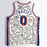 Tyrese Maxey Philadelphia 76ers Autographed White Nike 2020-21 Association Edition Swingman Jersey - Art by Alex Alpert - Limited Edition of #1/1 - NF70444533