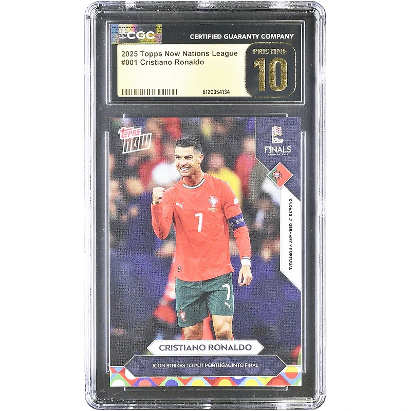 Cristiano Ronaldo Portugal National Team 2025 Topps Now Nations League Icon Strikes to Put Portugal in Final #1 CGC Authenticated PRISTINE 10 Card