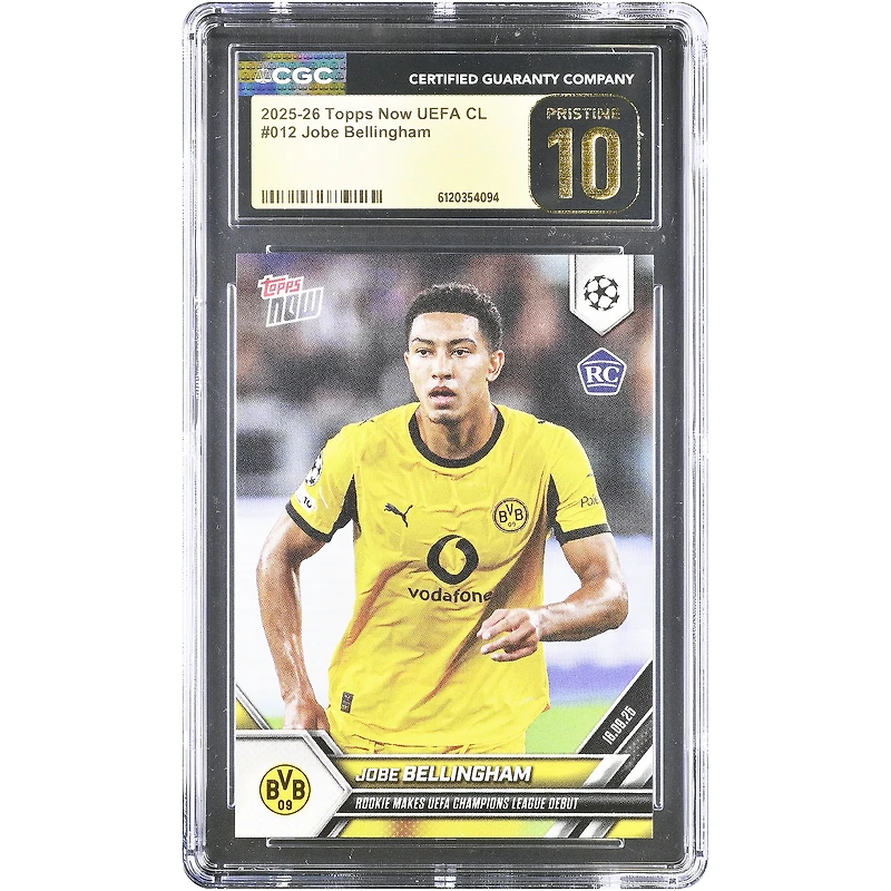 Jobe Bellingham Borussia Dortmund 2025-26 Topps Now UEFA CL Rookie Makes UEFA Champions League Debut #12 CGC Authenticated PRISTINE 10 Rookie Card