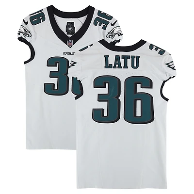 Cameron Latu Philadelphia Eagles Game-Used #36 White Jersey vs. New York Giants on October 9, 2025