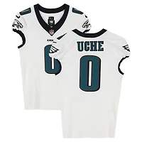 Josh Uche Philadelphia Eagles Game-Used #0 White Jersey vs. New York Giants on October 9, 2025