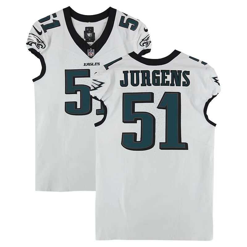 Cam Jurgens Philadelphia Eagles Game-Used #51 White Jersey vs. New York Giants on October 9, 2025
