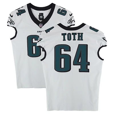 Brett Toth Philadelphia Eagles Game-Used #64 White Jersey vs. New York Giants on October 9, 2025