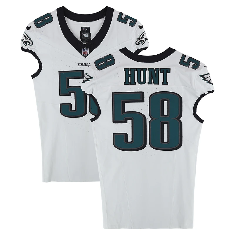 Jalyx Hunt Philadelphia Eagles Game-Used #58 White Jersey vs. New York Giants on October 9, 2025