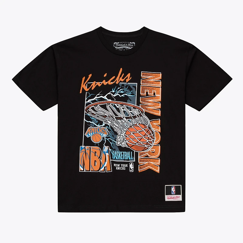 Men's Mitchell & Ness Black New York Knicks Lightning Swish T-Shirt