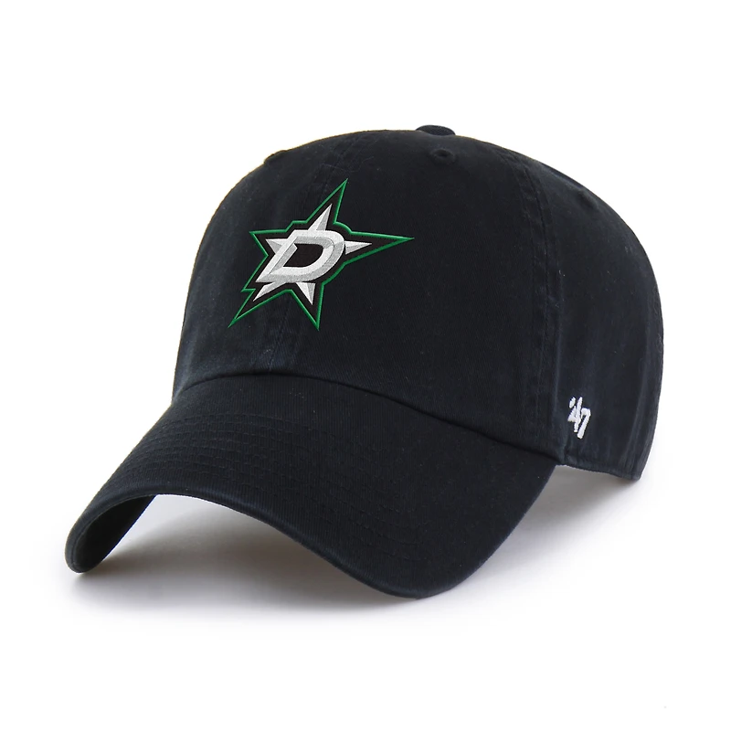 Men's '47  Black Dallas Stars Logo Clean Up Adjustable Hat