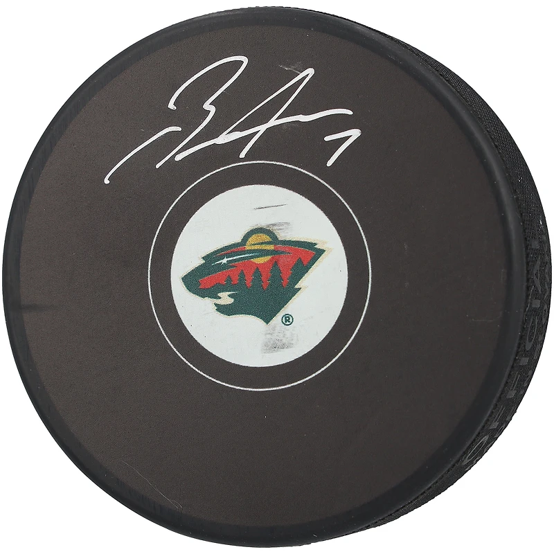 Brock Faber Minnesota Wild Autographed Hockey Puck