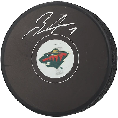 Brock Faber Minnesota Wild Autographed Hockey Puck