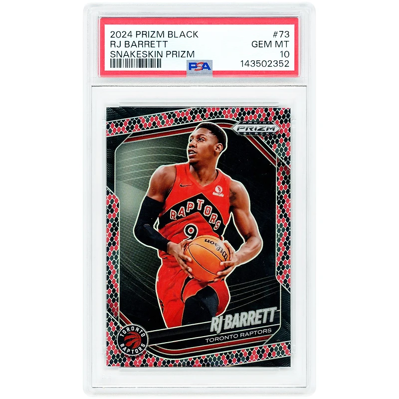 RJ Barrett Toronto Raptors 2024-25 Panini Prizm Black Snakeskin Prizm #73 PSA Authenticated 10 Card