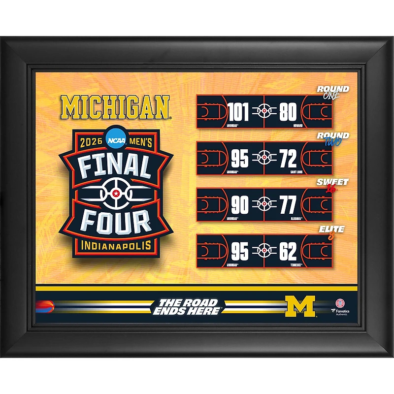 Michigan Wolverines Framed 13" x 16" 2026 NCAA Men's Basketball Tournament March Madness Final Four Collage