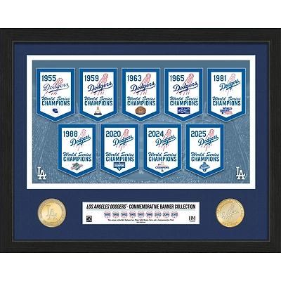 Highland Mint Los Angeles Dodgers 2026 Gold Collection 15" x 18" Nine-Time World Series Champions Banner Bronze Coin Photo Mint