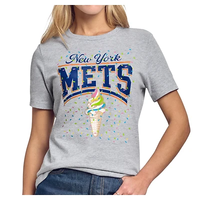 Women's Starter Gray New York Mets Scatter of Sprinkles Graphic T-Shirt