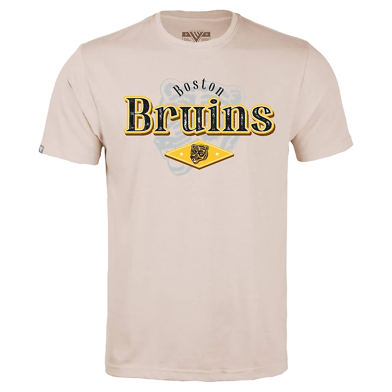 Men's Levelwear Khaki Boston Bruins Richmond Backdrop T-Shirt