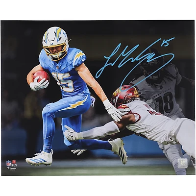 Ladd McConkey Los Angeles Chargers Autographed 16" x 20" Juking Defender Spotlight Photograph