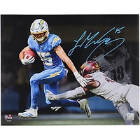 Ladd McConkey Los Angeles Chargers Autographed 16" x 20" Juking Defender Spotlight Photograph