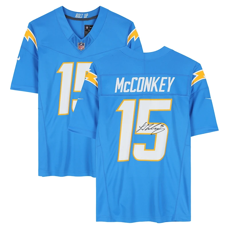 Ladd McConkey Los Angeles Chargers Autographed Powder Blue Nike Vapor F.U.S.E. Limited Jersey